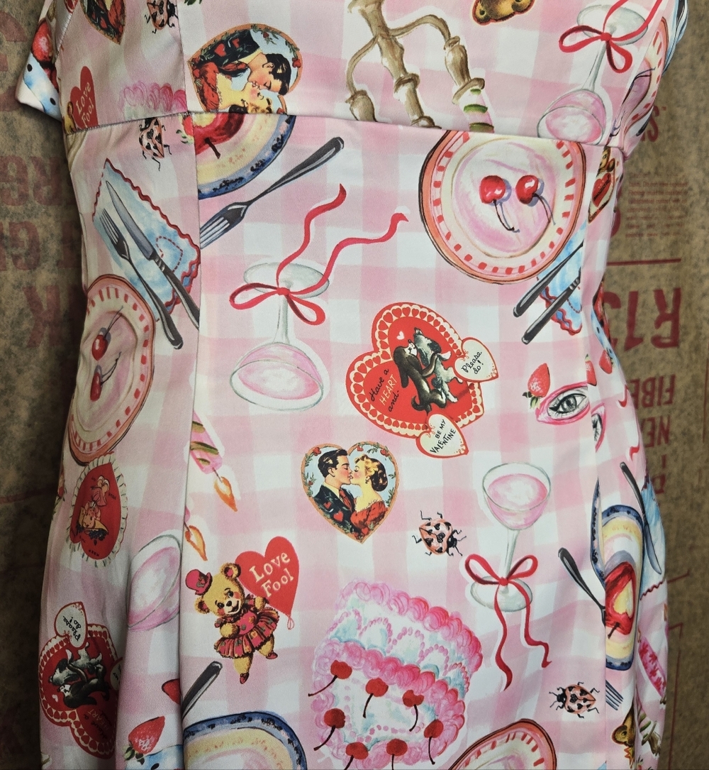 URBAN OUTFITTERS viral Valentine Bri double bow satin mini dress M - Picture 6 of 12